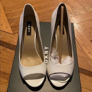 DKNY White Heeled Boots
